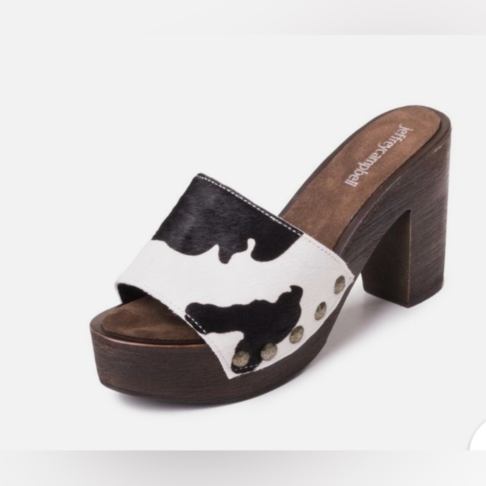 Jeffrey Campbell Black and White Platform Mules